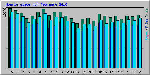 Hourly usage for February 2016